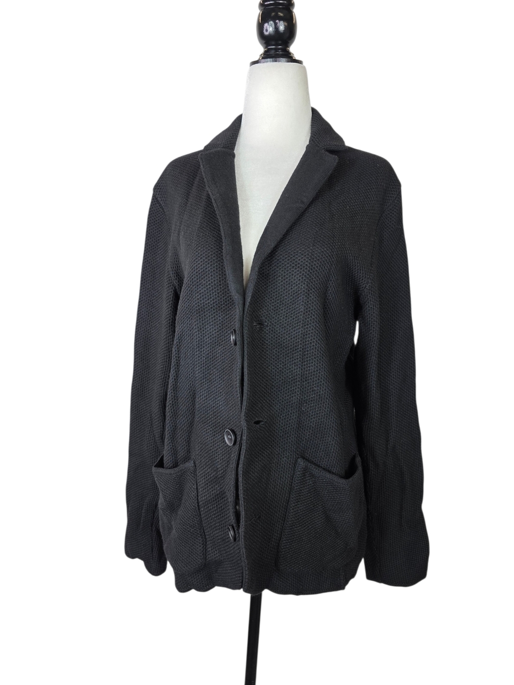 Robert Barakett Black Knit Blazer with Patch Pockets